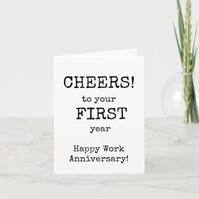 Carte Joyeux anniversaire de travail première année (Devant)