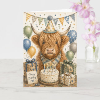 Carte Joyeux Anniversaire de Vache des Highlands Mignonn