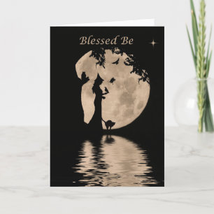 Carte Joyeux anniversaire de Wicca avec la sorcière et