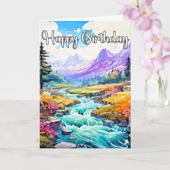 Carte Joyeux Anniversaire Début Printemps Extérieur (Orchidée)