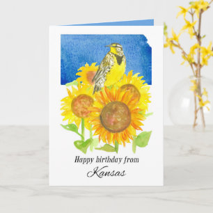 Carte Joyeux anniversaire des tournesols de Kansas Meado