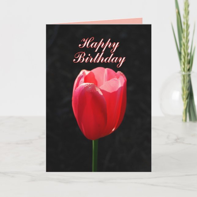 Carte Joyeux anniversaire des Tulipes Rouges (Devant)