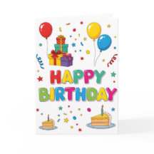Carte « Joyeux Anniversaire » Dessin Animé Lumineu