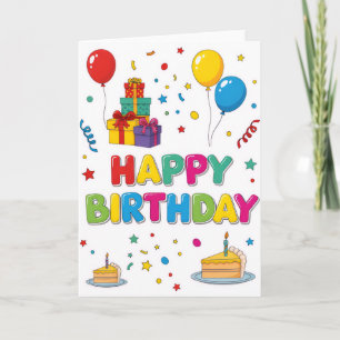 Carte « Joyeux Anniversaire » Dessin Animé Lumineu