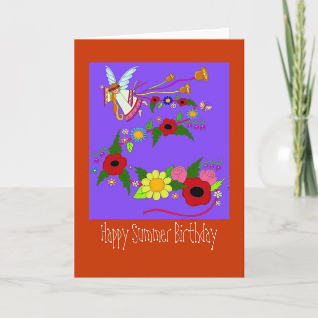 Carte Joyeux anniversaire d'été art populaire ukrainien (Devant)