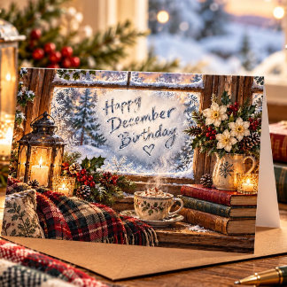 Carte Joyeux Anniversaire d'Hiver Cozy Joyeux Anniversai
