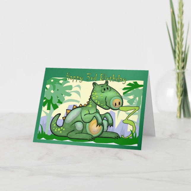 Carte Joyeux anniversaire Dinosaur Card 3e anniversaire (Devant)