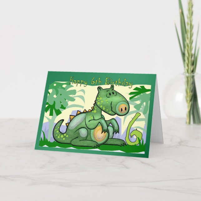 Carte Joyeux Anniversaire Dinosaur Card 6e Anniversaire (Devant)