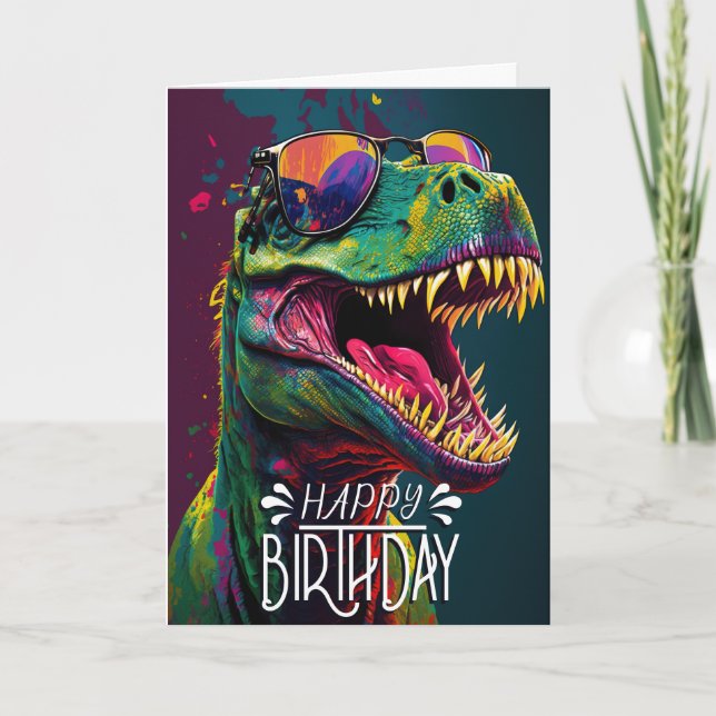 Carte Joyeux anniversaire Dinosaur Cool Jurassic (Devant)
