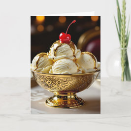 Carte Joyeux anniversaire d'or | Crème glacée Sundae