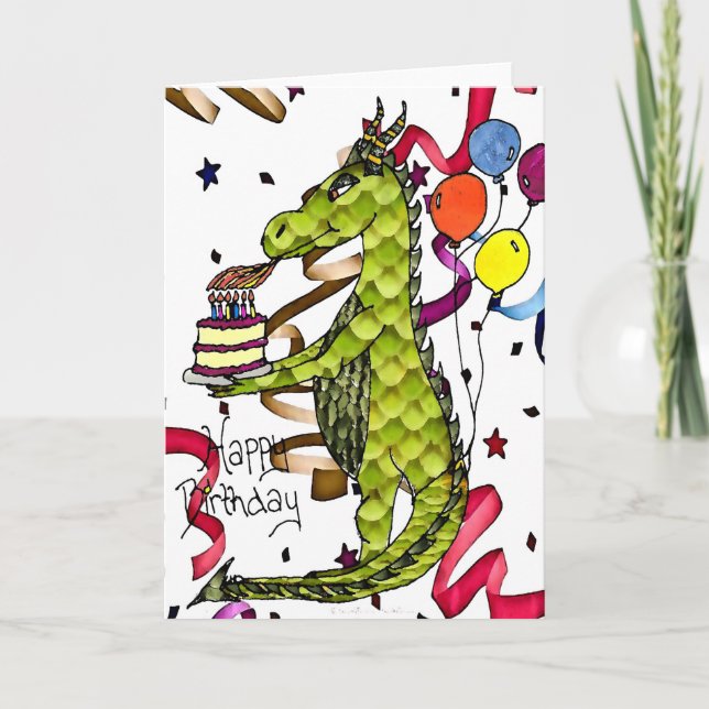 Carte Joyeux Anniversaire Dragon éclairage Candles Card (Devant)