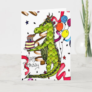 Carte Joyeux Anniversaire Dragon éclairage Candles Card