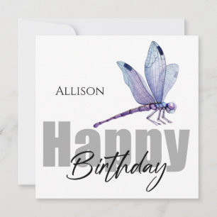 Carte Joyeux Anniversaire Dragonfly Nom personnalisé