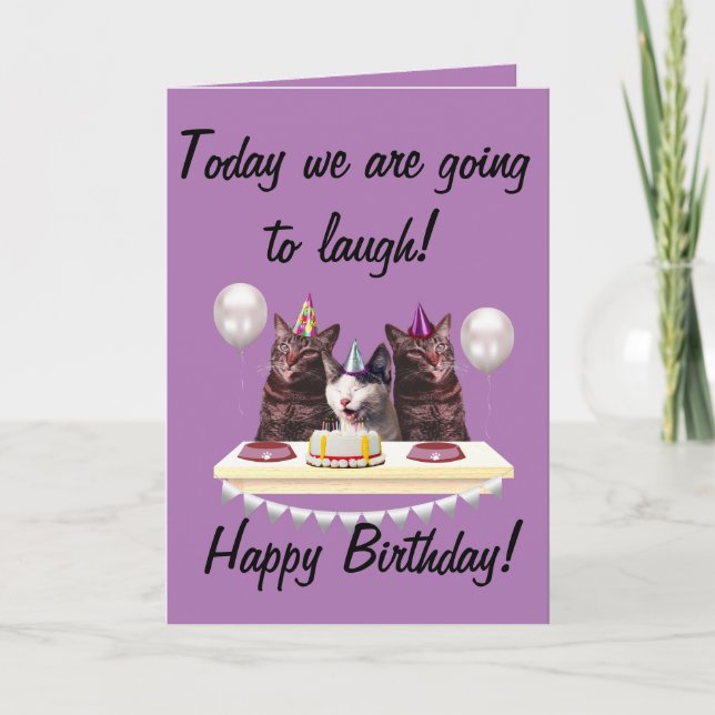Carte Joyeux anniversaire drôle chats (Devant)