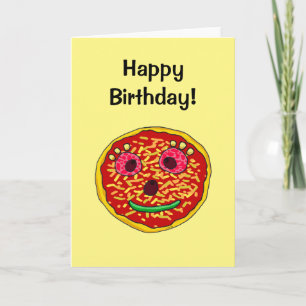 Carte Joyeux anniversaire ! (drôle de visage de pizza)
