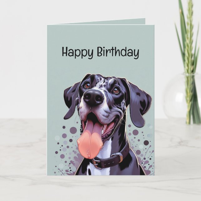 Carte Joyeux Anniversaire Drôle Grand Chien Danse (Devant)