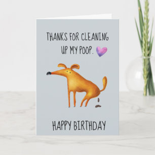 Carte Joyeux Anniversaire du chien nettoyer mon caca