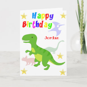 Carte Joyeux anniversaire du Dinosaur Vert T Rex