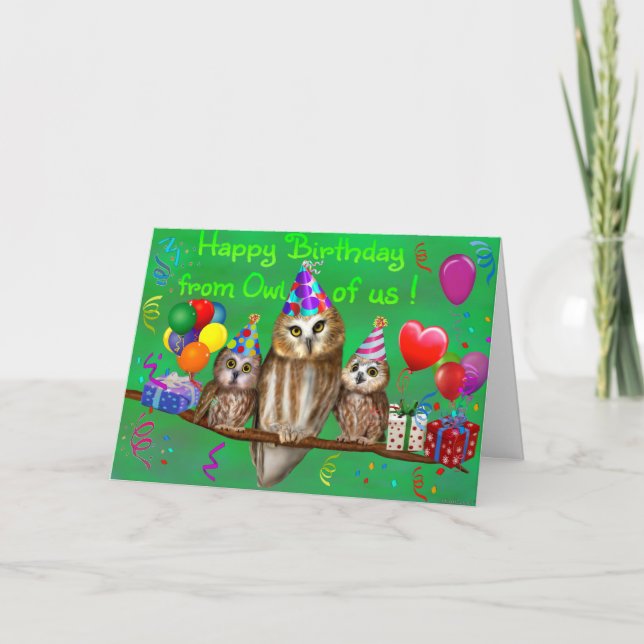 Carte Joyeux anniversaire du hibou de nous ! (Devant)