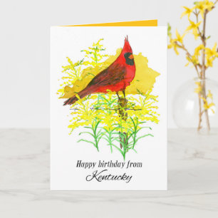 Carte Joyeux anniversaire du Kentucky Cardinal Goldenrod