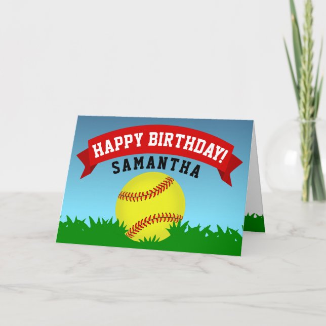 Carte Joyeux anniversaire du softball (Devant)