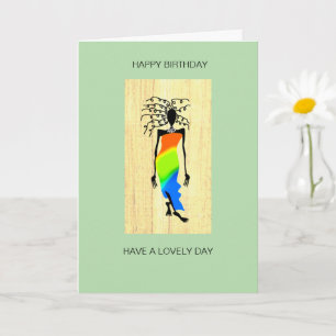 Carte Joyeux anniversaire, élégante et élégante femme af