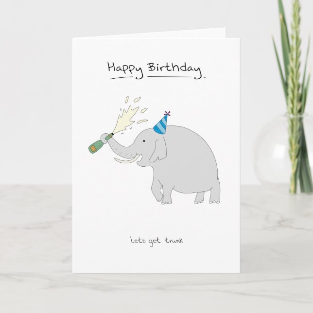 Carte Joyeux anniversaire - Eléphant (Devant)