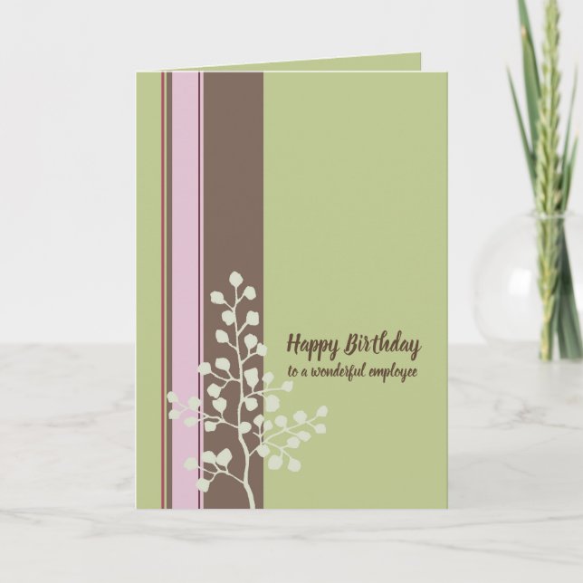 Carte Joyeux Anniversaire Employé Arbre Vert (Devant)