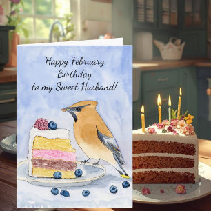 Carte Joyeux anniversaire en février pour un mari avec u