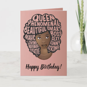 Carte Joyeux anniversaire, encourageant les femmes noire