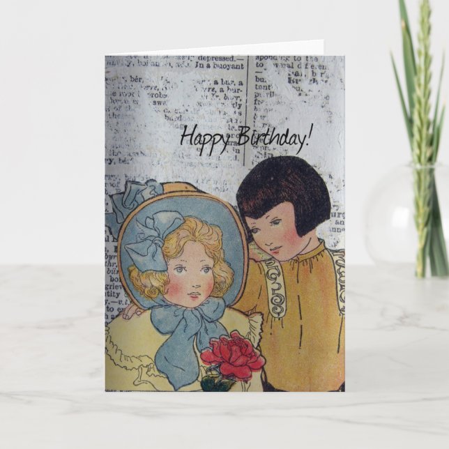 Carte Joyeux anniversaire enfants Vintages (Devant)