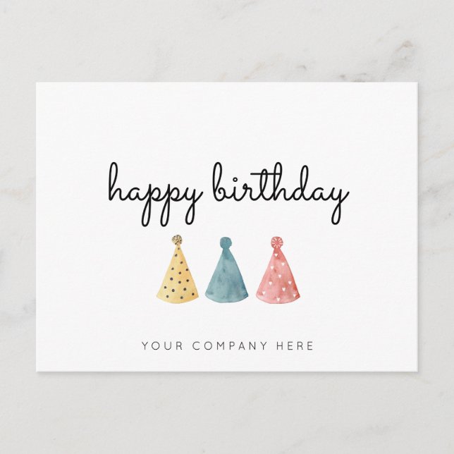Carte Joyeux Anniversaire Entreprise Aquarelle Col (Devant)