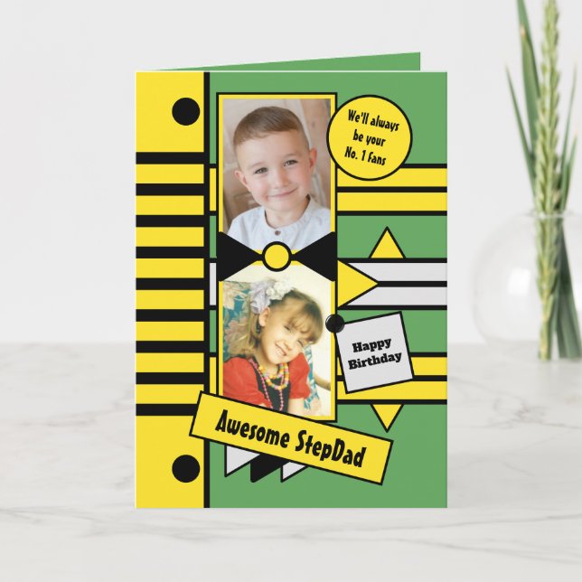 Carte Joyeux Anniversaire Étape Papa jaune vert photo (Devant)