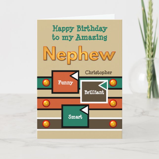 Carte Joyeux anniversaire Extraordinaire Nephew brun et  (Devant)