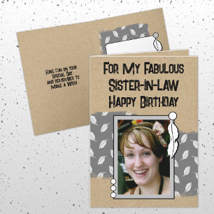 Carte Joyeux anniversaire fabuleuse belle-soeur gris pho