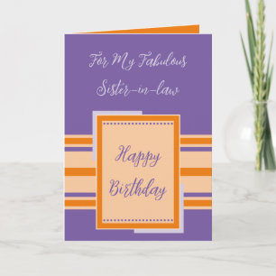 Carte Joyeux anniversaire fabuleuse belle-soeur violette