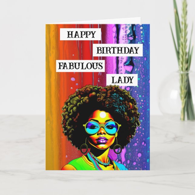 Carte Joyeux anniversaire Fabulous Lady (Devant)