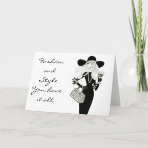 CARTE JOYEUX ANNIVERSAIRE-FASHIONISTA AVEC STYLE