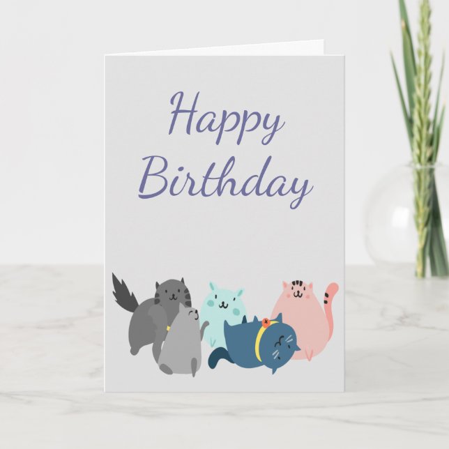 Carte Joyeux anniversaire femmes collectionnent chats Be (Devant)