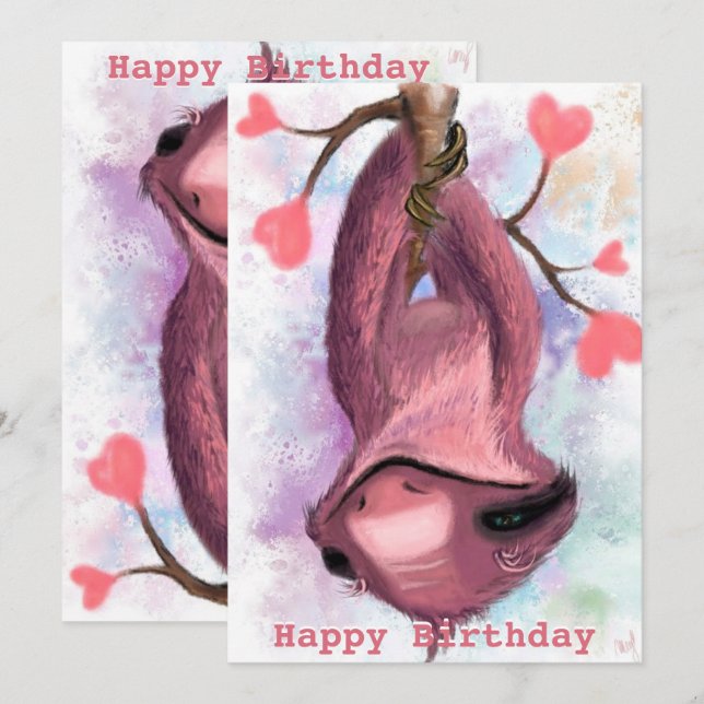 Carte Joyeux Anniversaire - Fente romantique (Devant / Derrière)