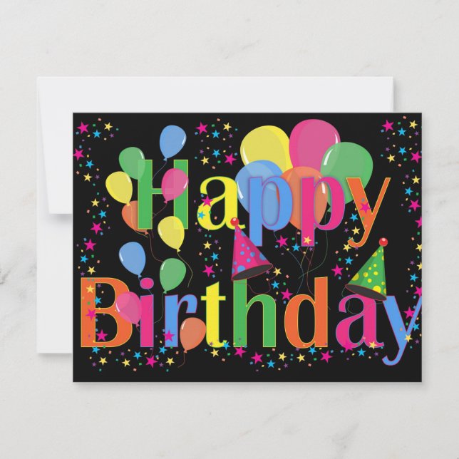 Carte Joyeux anniversaire, fête d'anniversaire (Devant)