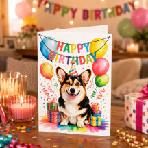 Joyeux Anniversaire Fête de Chien Corgi