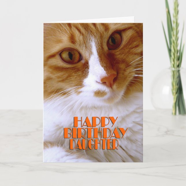 Carte Joyeux Anniversaire Fille Chat Doux (Devant)