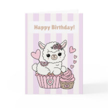 Carte Joyeux Anniversaire Fille Lama Mignonne