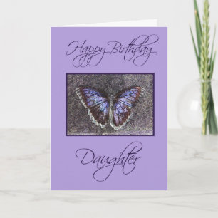 Carte Joyeux anniversaire fille-papillon/violet