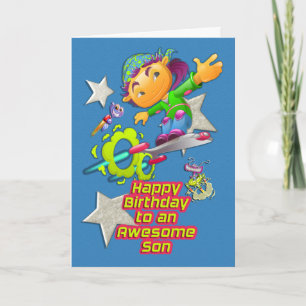 Carte Joyeux Anniversaire Fils Awesome Skateboard Boy & 