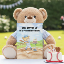 Joyeux Anniversaire Fils Ours en Peluche Baseball