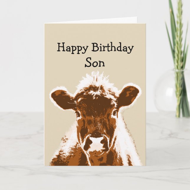 Carte Joyeux Anniversaire Fils Vache Joke Humour (Devant)