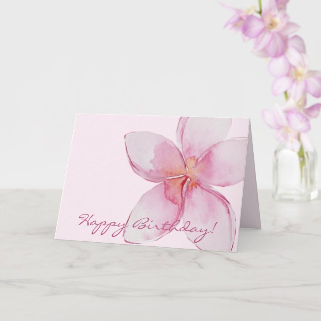 Carte Joyeux anniversaire | Fleur d'aquarelle hawaïenne (Orchidée)