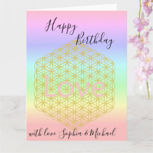 Carte Joyeux Anniversaire fleur de vie Amour Mandala